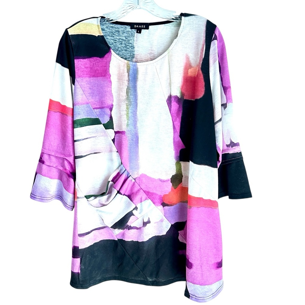 Damee Fluid Print 3/4 Sleeve Tunic Top Size Large